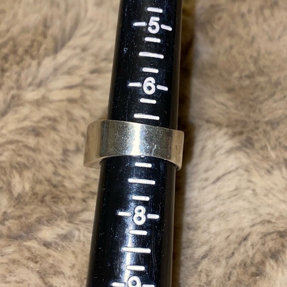 VINTAGE 925 Sterling Silver Turquoise Rectangle Signet Ring Size 7 - Picture 7 of 7